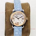 YF Factory Chopard Happy Sport 3 Diamonds Watch Quartz Blue Leather Strap